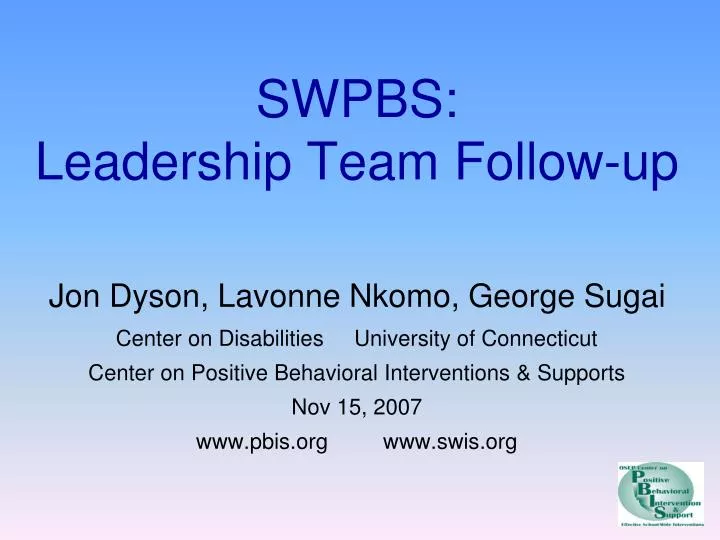 swpbs leadership team follow up
