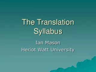 The Translation Syllabus