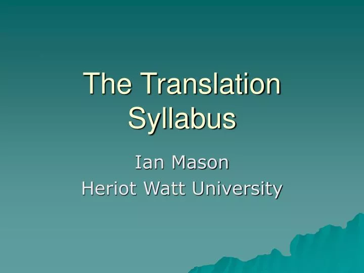 the translation syllabus