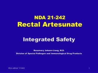 NDA 21-242 Rectal Artesunate