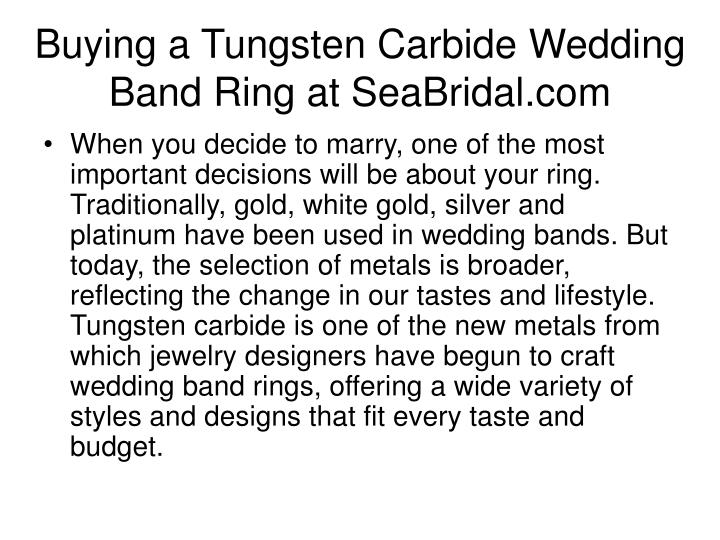 buying a tungsten carbide wedding band ring at seabridal com