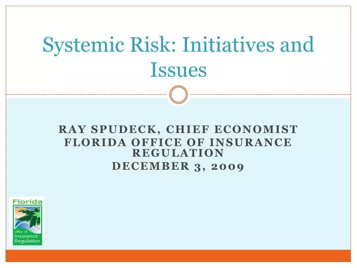 systemic risk initiatives and issues