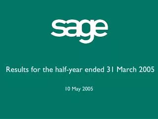 Results for the half-year ended 31 March 2005