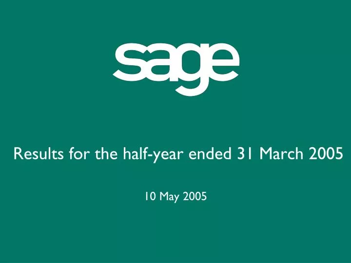 results for the half year ended 31 march 2005