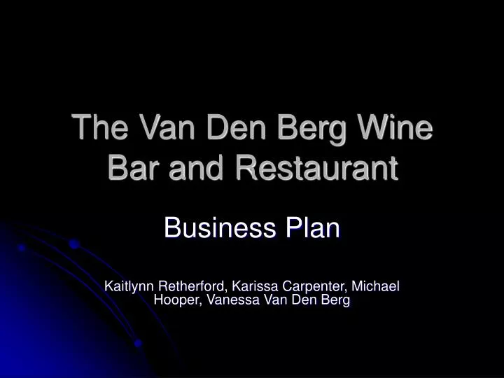 the van den berg wine bar and restaurant