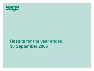 Results for the year ended 30 September 2006