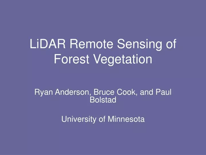lidar remote sensing of forest vegetation