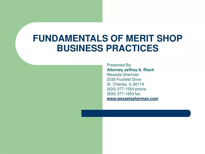 fundamentals of merit shop business practices