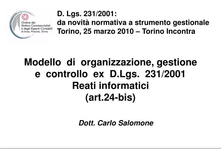 modello di organizzazione gestione e controllo ex d lgs 231 2001 reati informatici art 24 bis