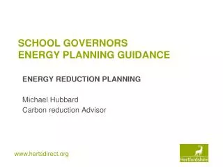 SCHOOL GOVERNORS ENERGY PLANNING GUIDANCE