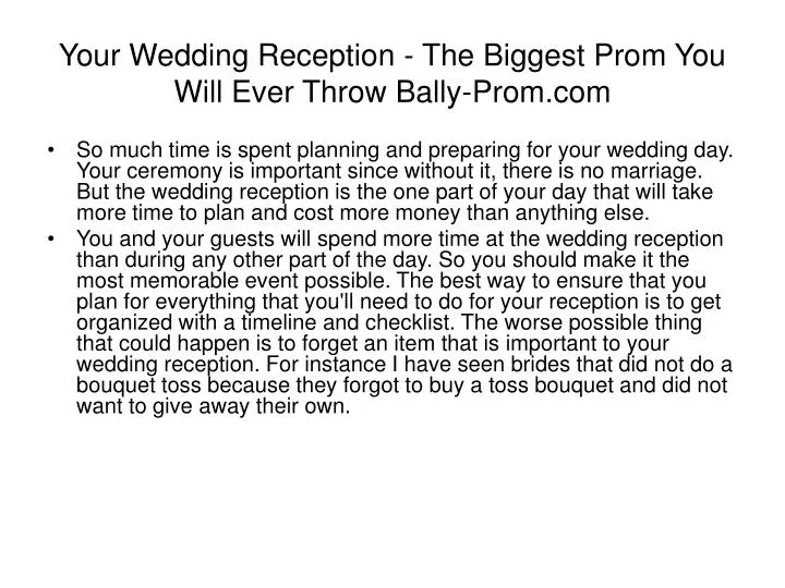 your wedding reception the biggest prom you will ever throw bally prom com