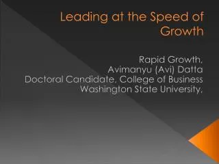 Leading at the Speed of Growth