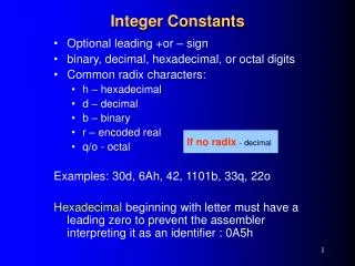 Integer Constants