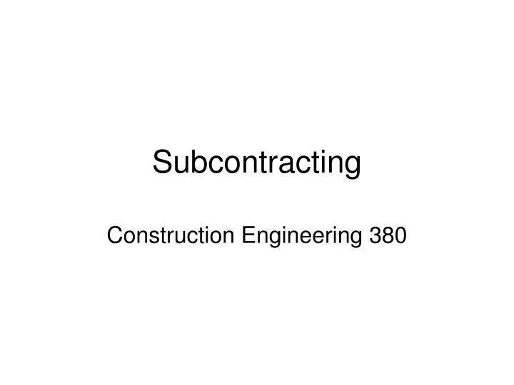 subcontracting