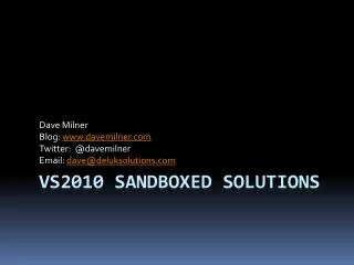VS2010 Sandboxed Solutions