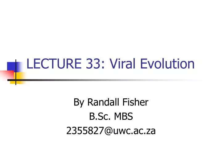 lecture 33 viral evolution