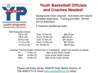 Youth Basketball Officials and Coaches Needed!