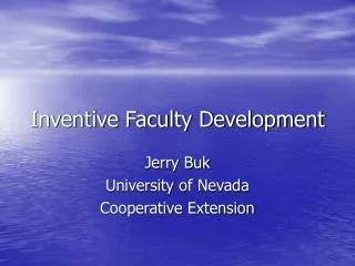Inventive Faculty Development
