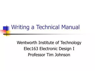 Writing a Technical Manual