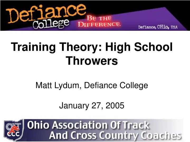 training theory high school throwers matt lydum defiance college january 27 2005