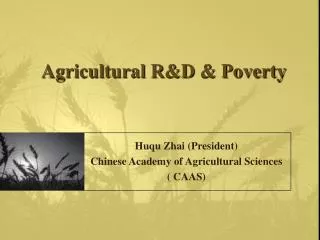 Agricultural R&amp;D &amp; Poverty