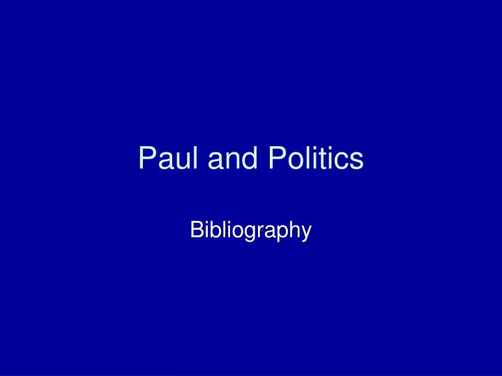 paul and politics