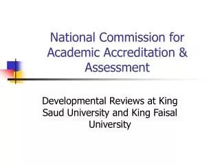 National Commission for Academic Accreditation &amp; Assessment