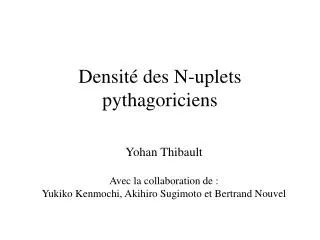 densit des n uplets pythagoriciens