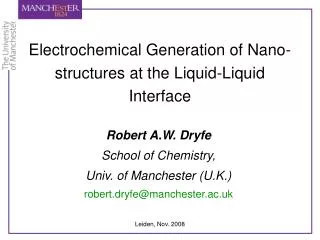 Electrochemical Generation of Nano-structures at the Liquid-Liquid Interface