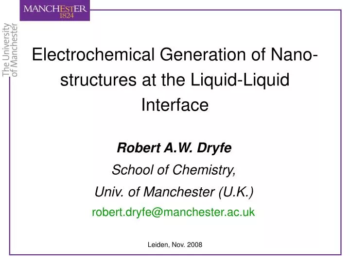 electrochemical generation of nano structures at the liquid liquid interface