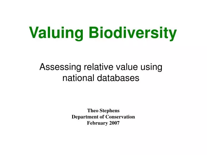 valuing biodiversity