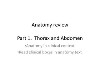 Anatomy review Part 1. Thorax and Abdomen