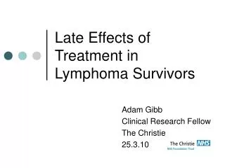 Late Effects of Treatment in Lymphoma Survivors