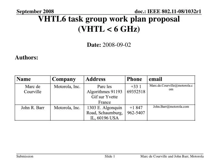 vhtl6 task group work plan proposal vhtl 6 ghz