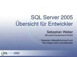 SQL Server 2005 Übersicht für Entwickler
