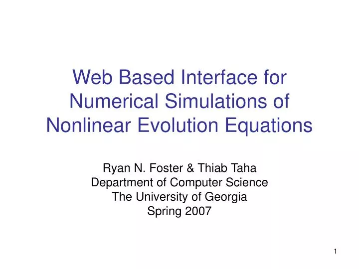 web based interface for numerical simulations of nonlinear evolution equations