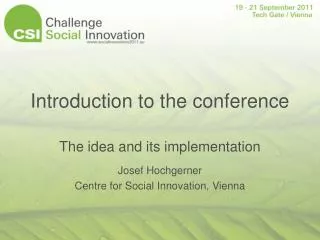 Introduction to the conference