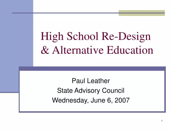 high school re design alternative education