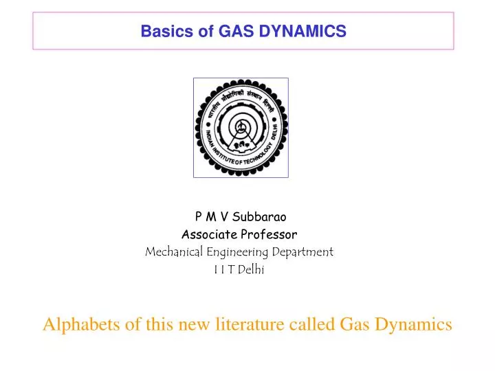 basics of gas dynamics