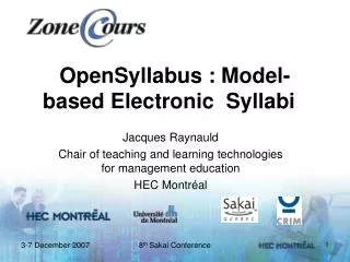 OpenSyllabus : Model-based Electronic  Syllabi  
