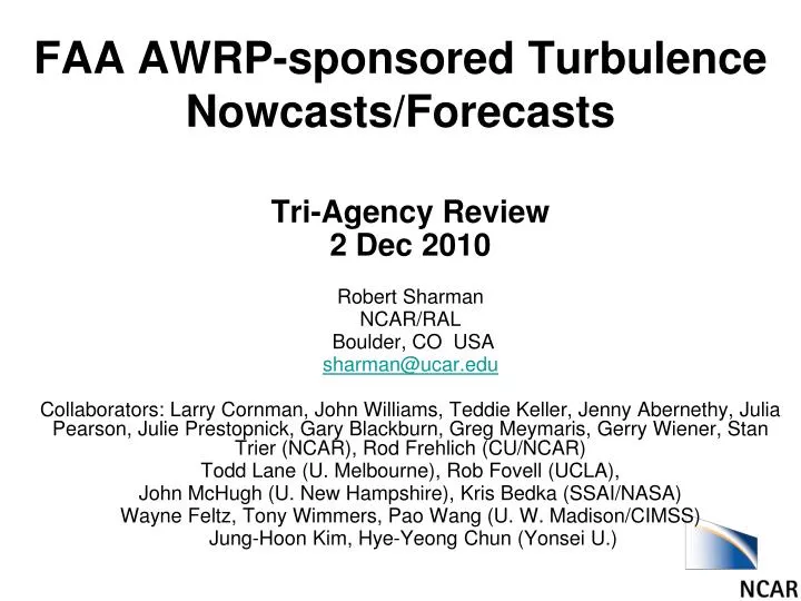 faa awrp sponsored turbulence nowcasts forecasts