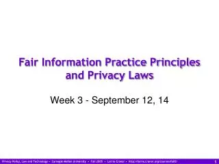 Fair Information Practice Principles and Privacy Laws