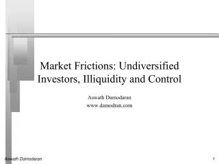 Market Frictions: Undiversified Investors, Illiquidity and Control