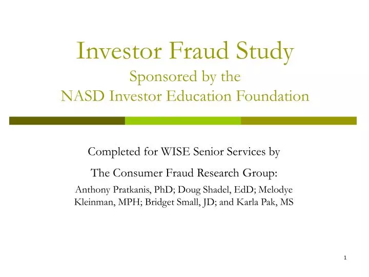 investor fraud study sponsored by the nasd investor education foundation