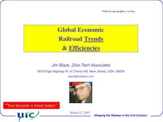 Global Economic Railroad Trends &amp; Efficiencies