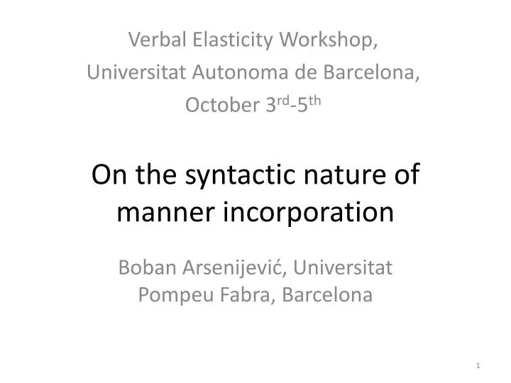 on the syntactic nature of manner incorporation