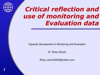 Critical reflection and use of monitoring and Evaluation data
