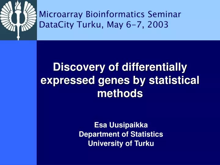 discovery of differentially expressed genes by statistical methods
