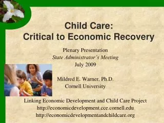 Child Care: Critical to Economic Recovery