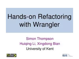 Hands-on Refactoring with Wrangler